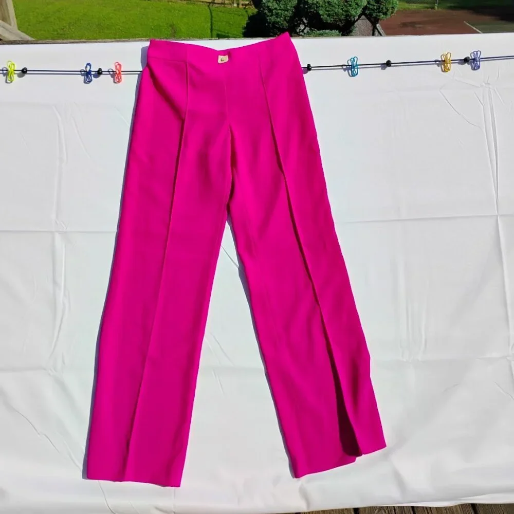 ZARA Hot Pink High-Waisted Wide Leg Trousers – Size L - Picture 1 of 4